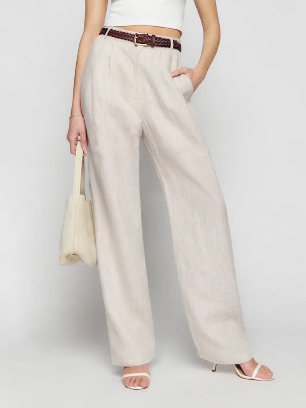 Reformation Mason Linen Pant in Oatmeal Size 0